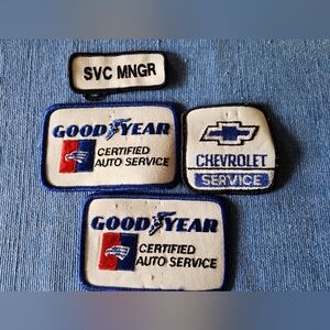 4 Blue and White Automotive Patches